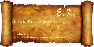 Elek Krisztofer névjegykártya